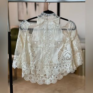 Farm Rio Crocheted Cold Shoukder top NWOT